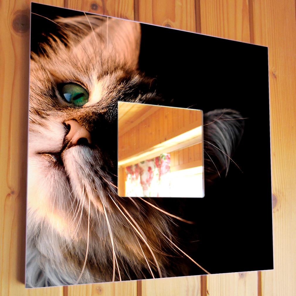 Зеркало декоративное с рыжим котом 260х260 мм (M04152)