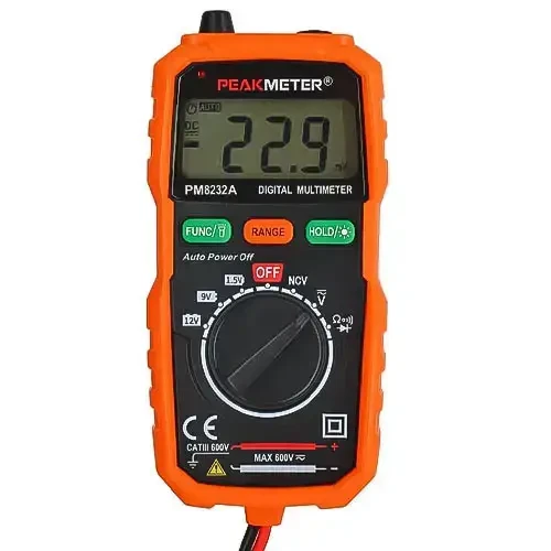 Мультиметр цифровой смарт-автоматический PeakMeter PM8232A с NCV-детектором и подсветкой Оранжево-черный (168-31-121-325)