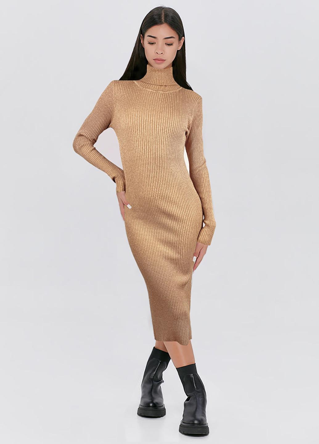 Сукня міді з люрексною ниткою Moni&Co S-M Бежевий (190812b48)