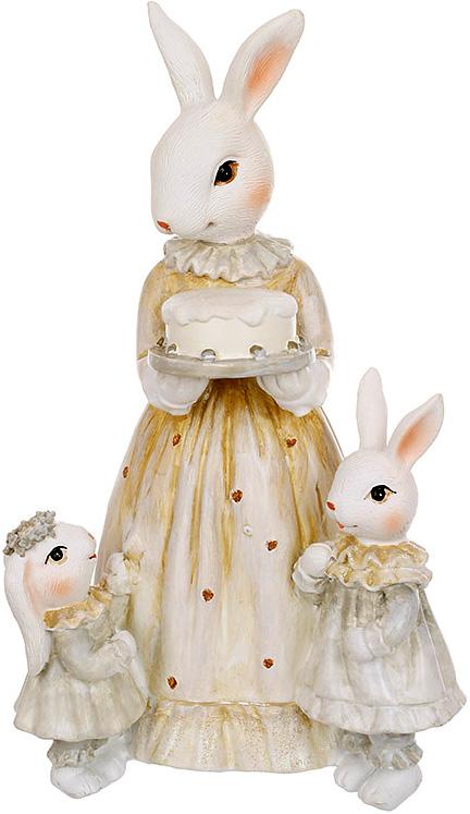 Статуэтка декоративная крольчиха с крольчатами 20,5 см
