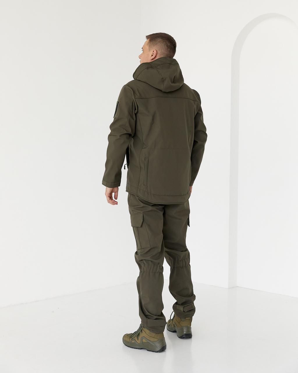Костюм на флисе куртка с капюшоном софтшелл р. 50 Олива - фото 2 Костюм на флисе куртка с капюшоном софтшелл р. 50 Олива - фото 2