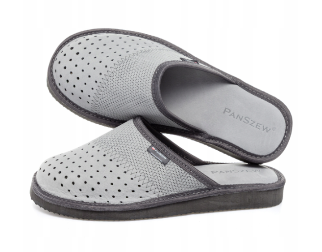 Домашние тапочки мужские PanSzew натуральная кожа р. 40 Серый (4706-40)