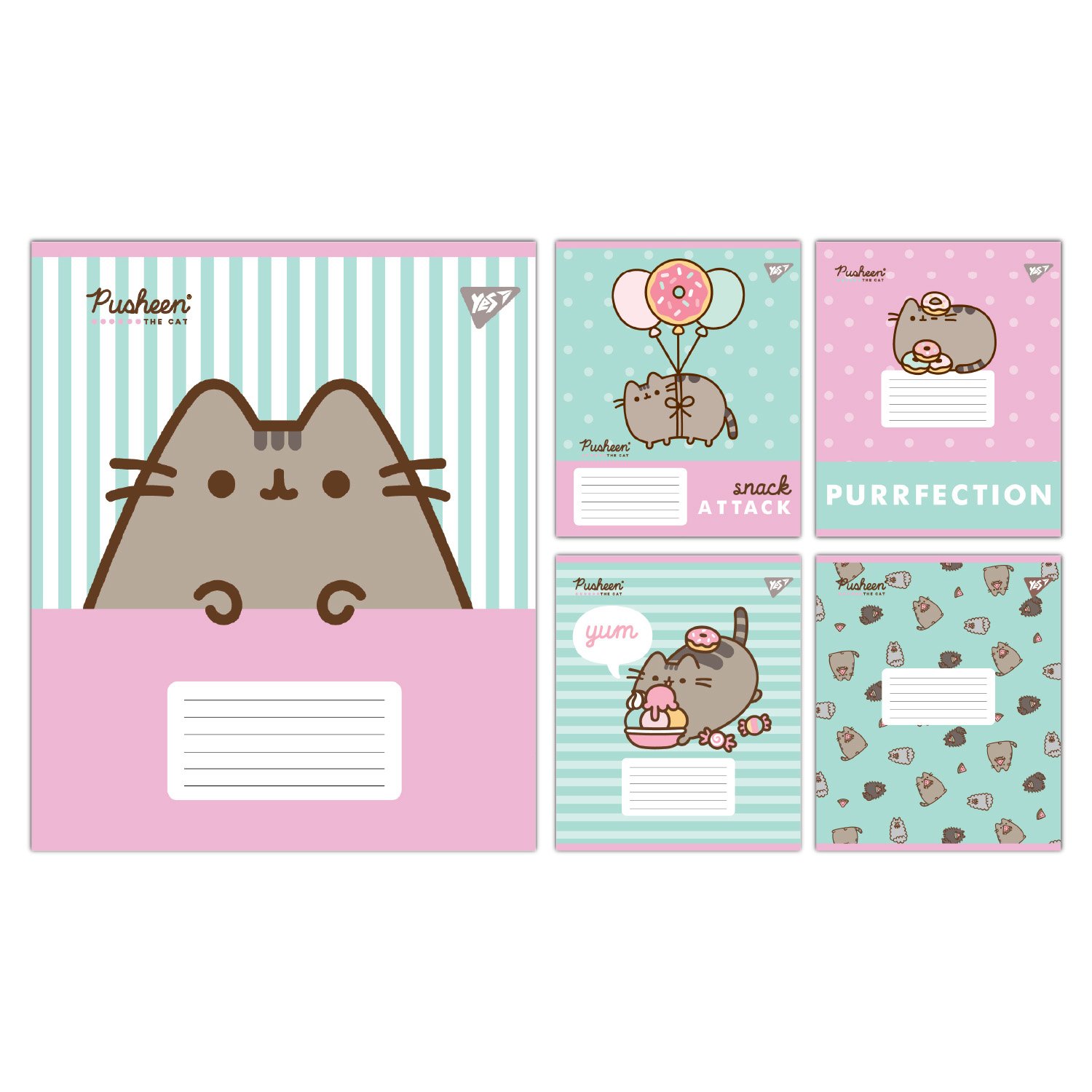 Набор тетрадей школьных YES Pusheen Candy А5/12 линия 25 шт. (767598)