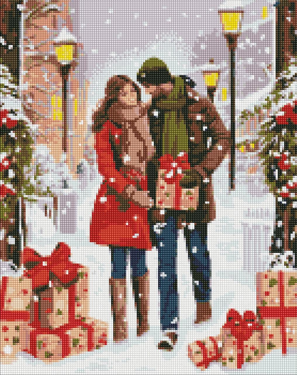 Алмазная мозаика/вышивка Ideyka Зимние подарки с голограммными стразами 40х50 см (AMO 7824)