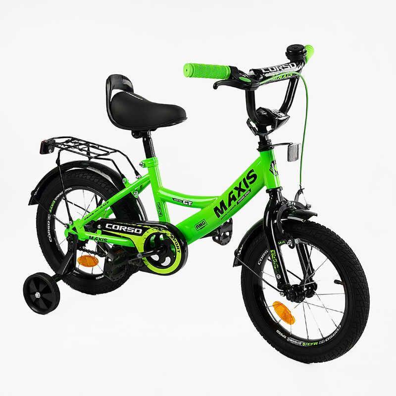Велосипед дитячий Corso Maxis ручне гальмо дзвіночок 14" Green (161769)