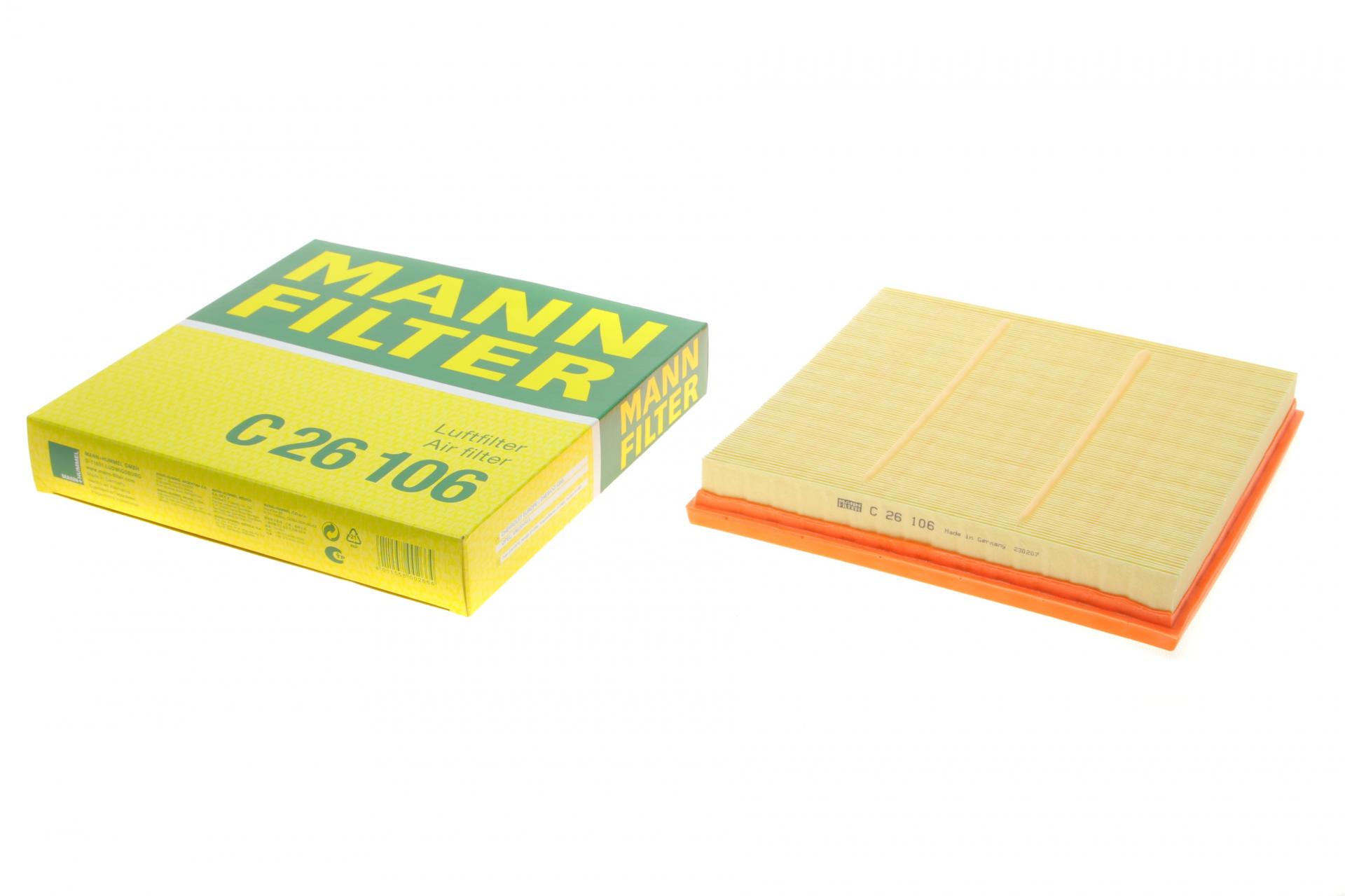 Фильтр воздушный Mann-Filter для Chevrolet Cruze/Orlando 1,6/1,8 09-/Opel Astra J 1,4-1,6 16V 09-15 (C 26 106)