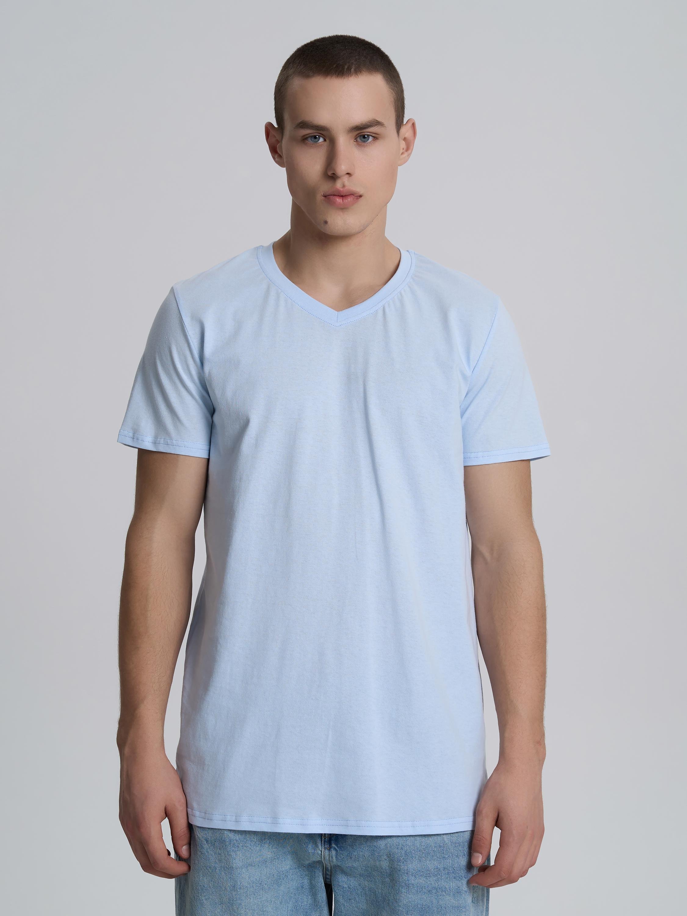 Футболка мужская облегченная с треугольным воротом ROZA 240444 2XL Голубой (4824005731907)