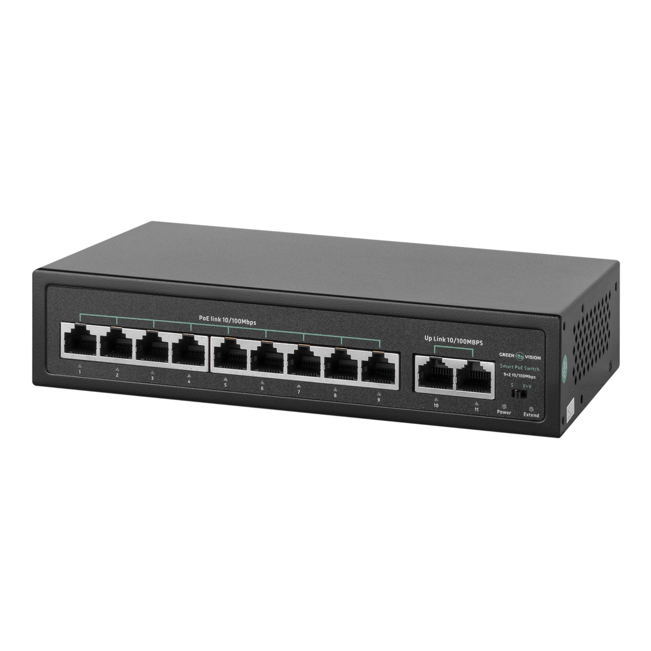 Комутатор мережевий POE GreenVision GV-016-D-09+2P (2352549473) - фото 2 Комутатор мережевий POE GreenVision GV-016-D-09+2P (2352549473) - фото 2