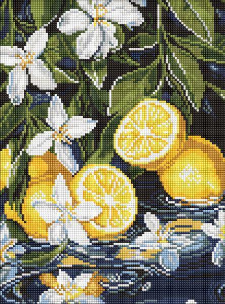 Алмазная мозаика Ideyka Лимоны в разрезе 30x40 см (Id-AMO8301)