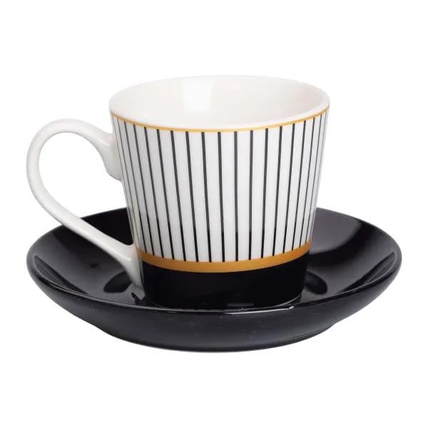 Чашка с блюдцем Vertical фарфоровая для горячих напитков подарочная 200 мл (RX-N24708WP)