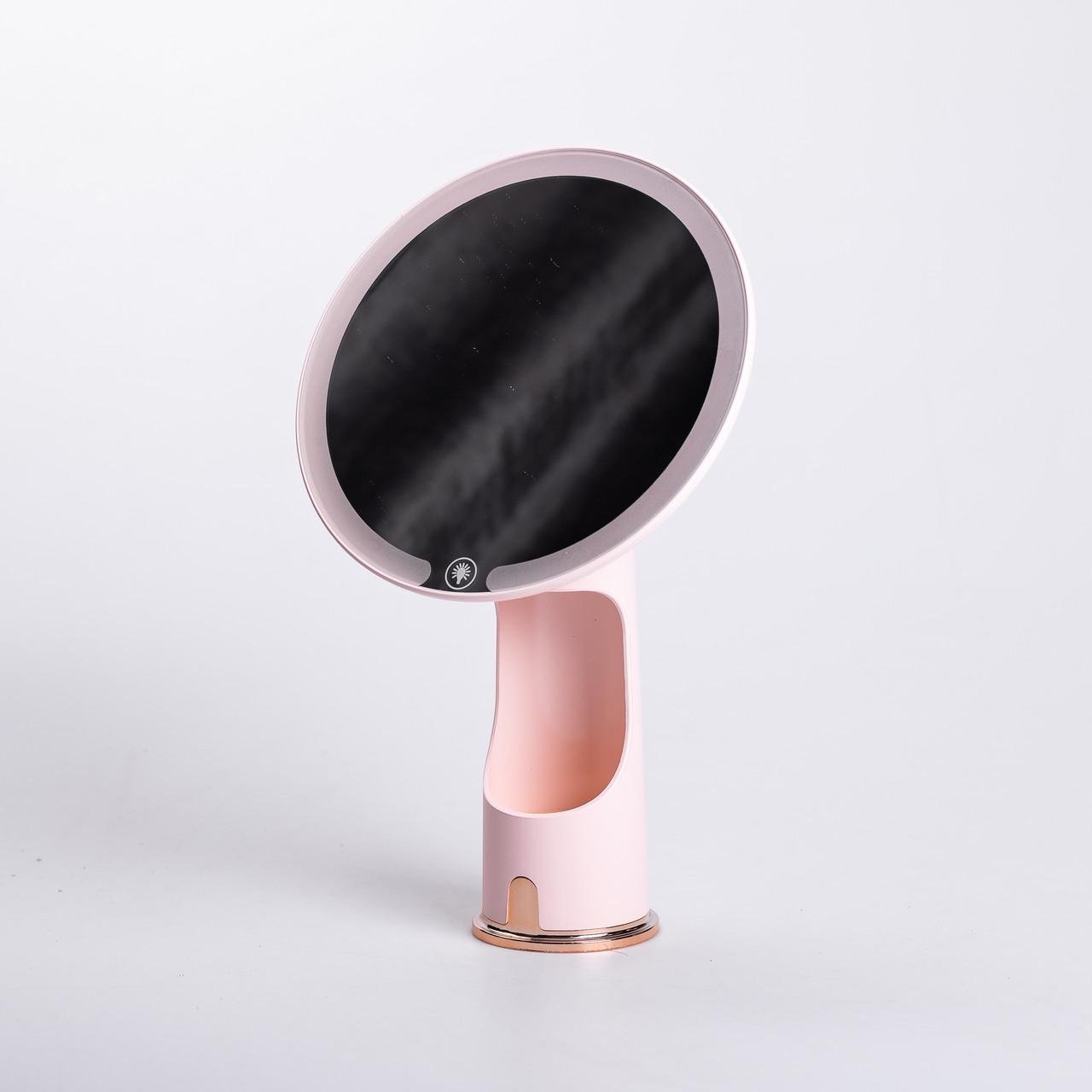 Дзеркало з підсвічуванням настільне косметичне кругле з LED підсвічуванням USB 18,5х10х29 см Рожевий (6875) - фото 6 Дзеркало з підсвічуванням настільне косметичне кругле з LED підсвічуванням USB 18,5х10х29 см Рожевий (6875) - фото 6