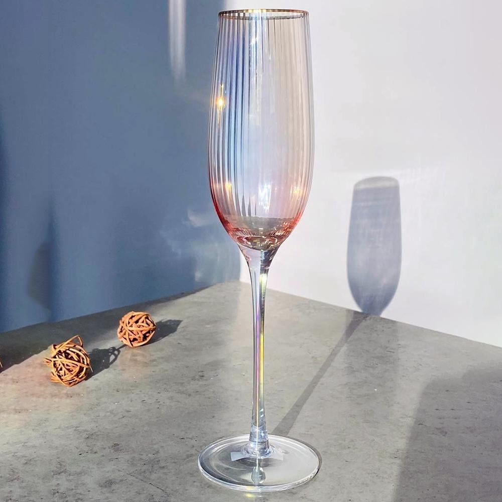 Бокал Оптик Голд для шампанского с золотой каймой 250 мл Перламутровый (21-RP001)