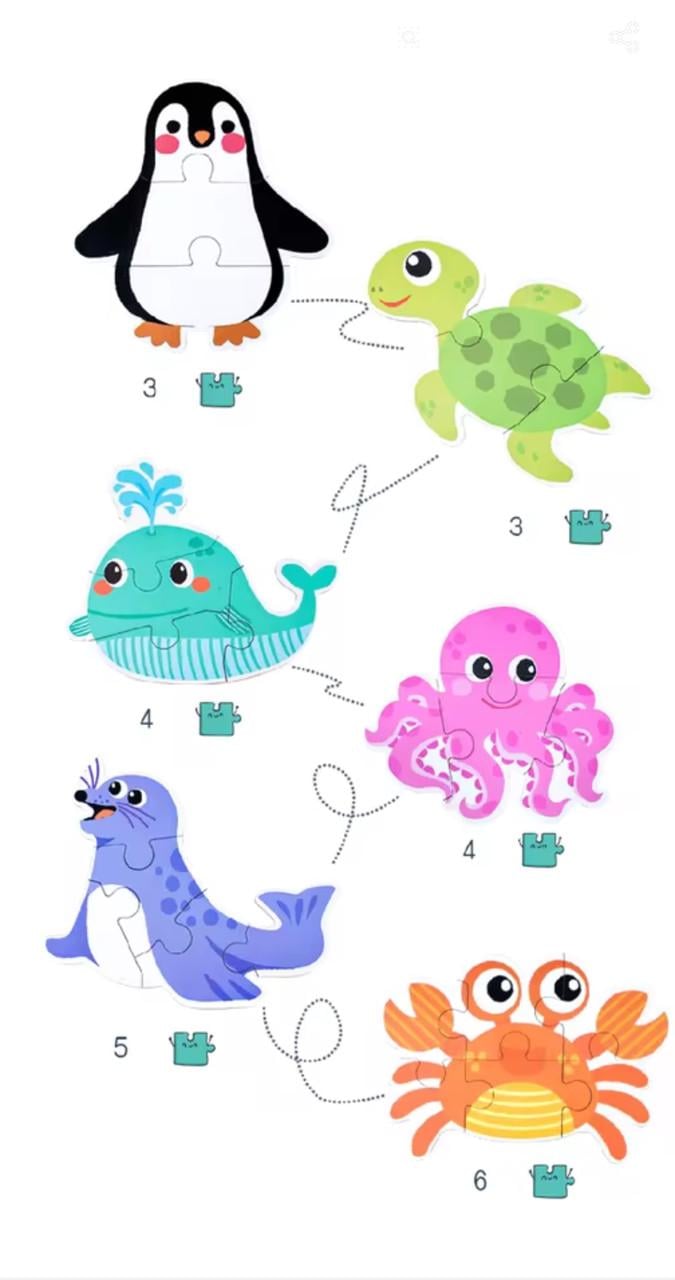 Дитячі пазли Морські мешканці 6 картонних ігор (21А) - фото 7 Дитячі пазли Морські мешканці 6 картонних ігор (21А) - фото 7