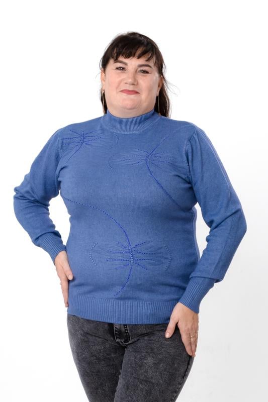 Джемпер утеплений жіночий однотонний з візерунком Носи Своє р. 54/56 Синій (18116) - фото 1 Джемпер утеплений жіночий однотонний з візерунком Носи Своє р. 54/56 Синій (18116) - фото 1