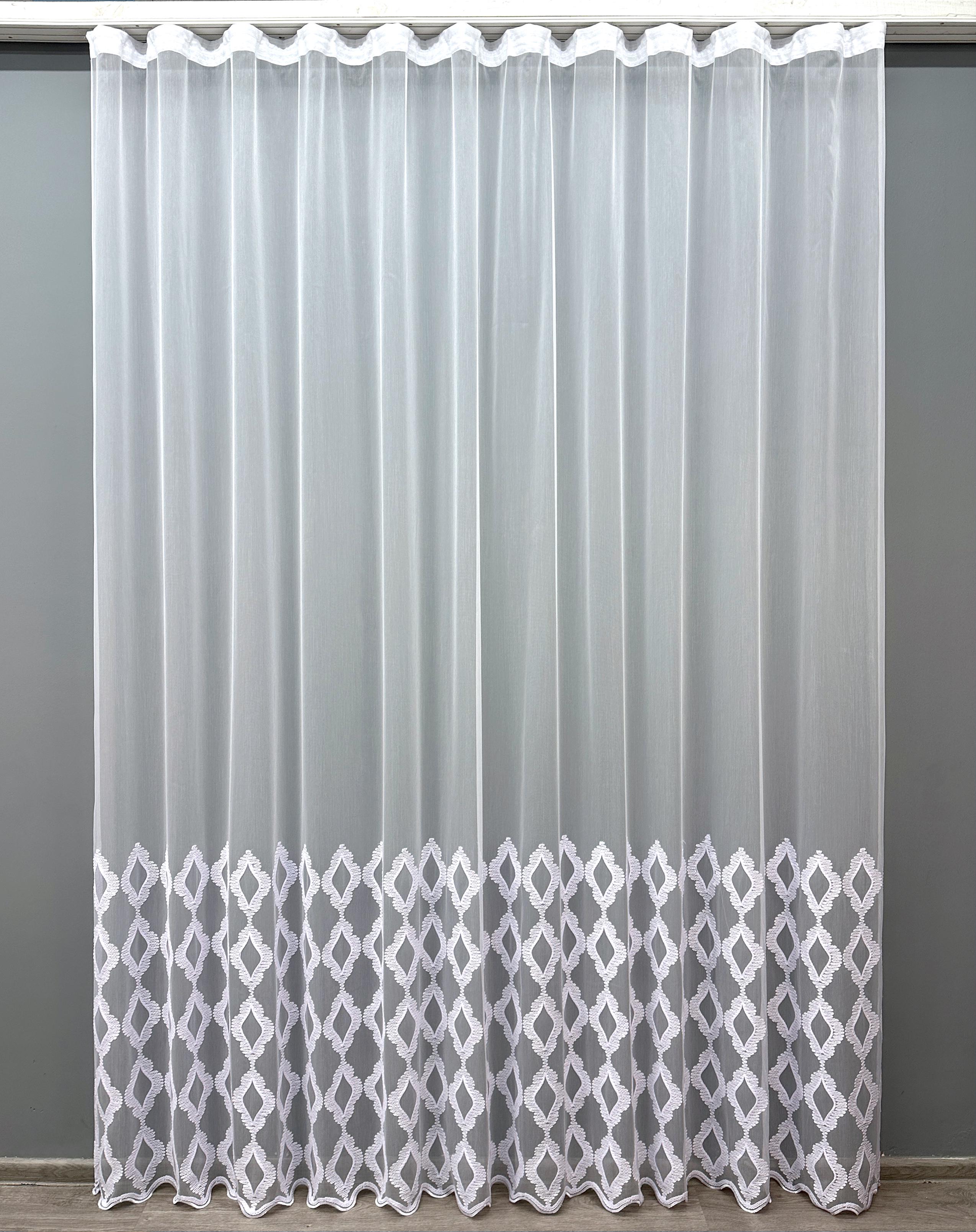 Тюль VR-Textil 1626т Бамбук з вишивкою 300х270 см Холодний білий (42-0617)