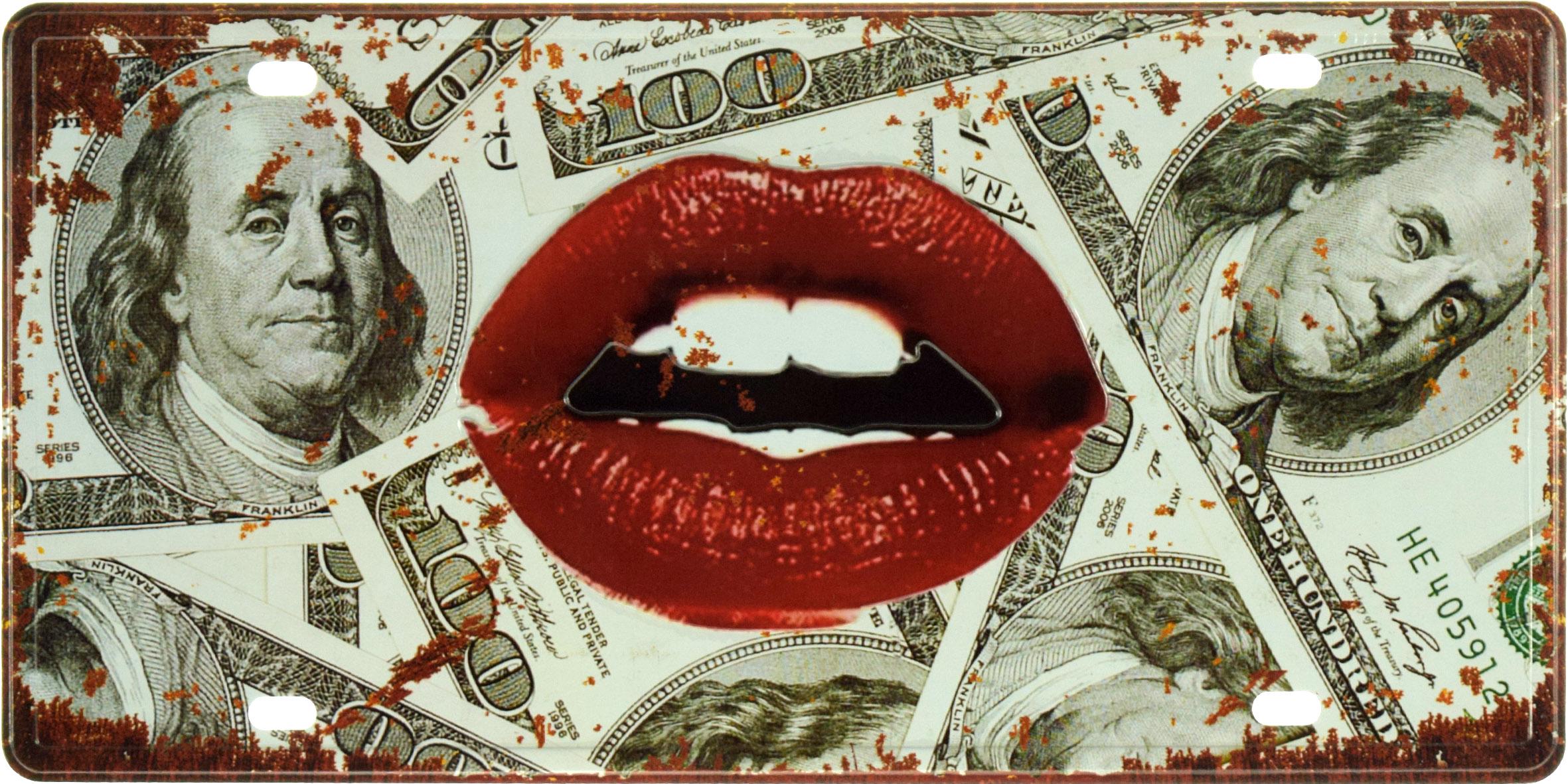 Табличка металева Долари Та Губи/Dollars And Lips 15x30 см