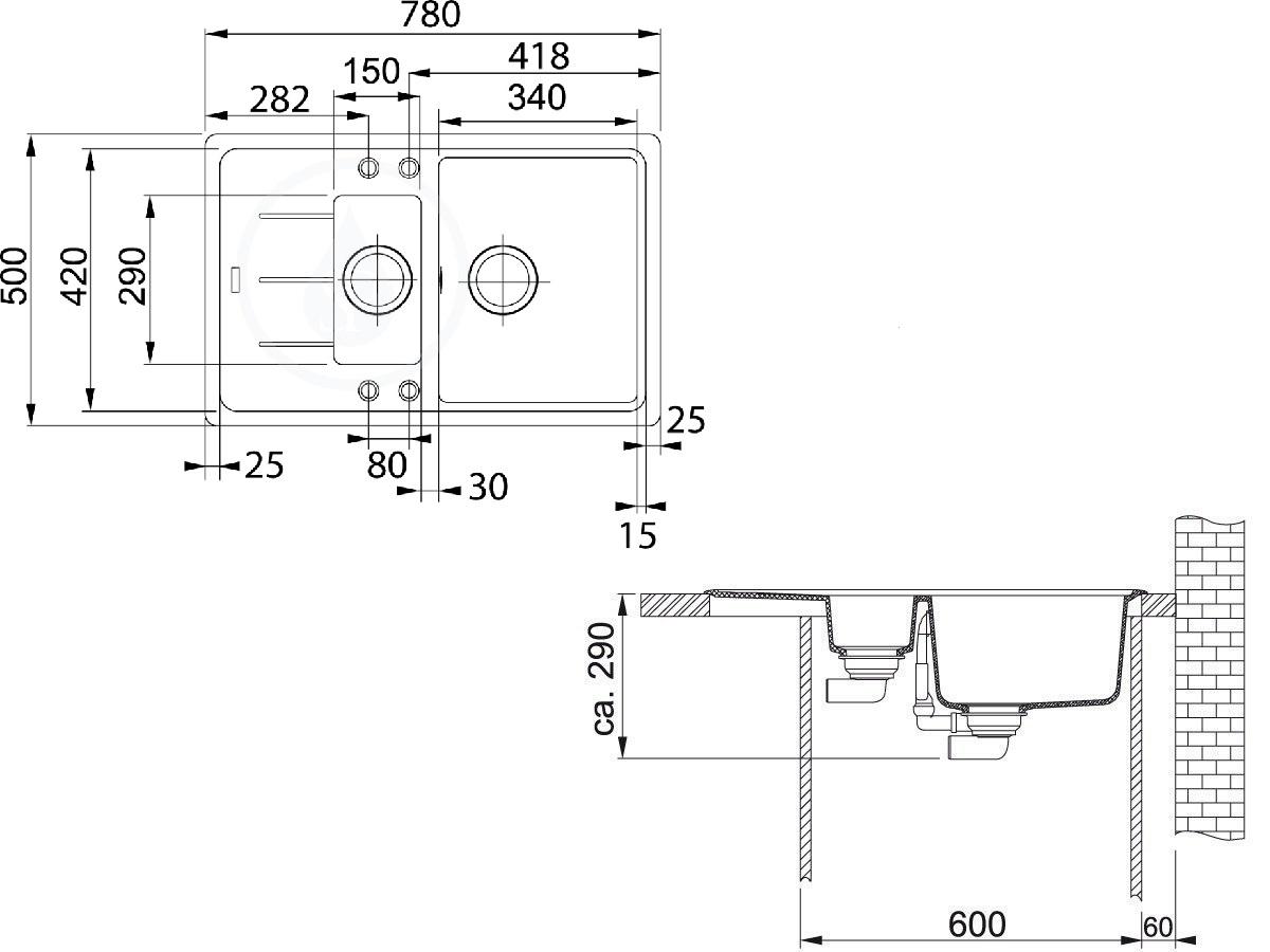 Кухонная мойка Franke Basis BFG 651-78 гранитная врезная оборотная Бежевый (114.0272.633) - фото 2