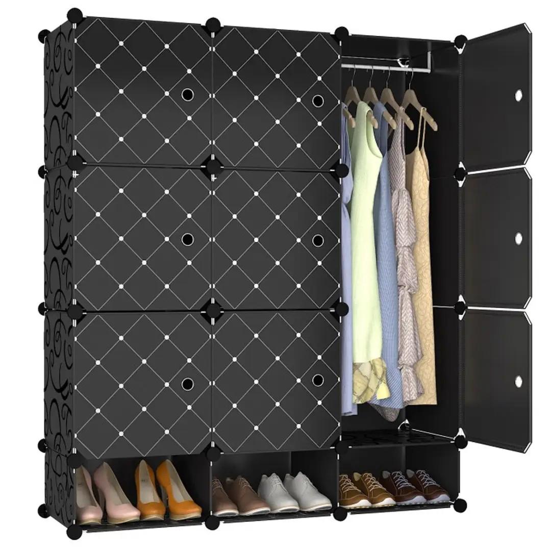 Шкаф для одежды и обуви на 12 полок пластиковый складной 110х37х127 см (16961)