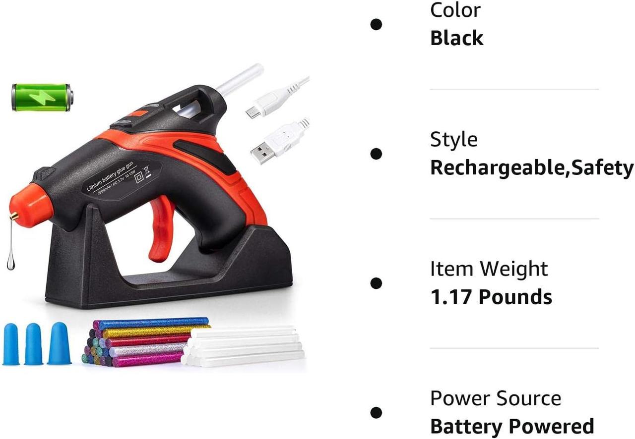 Пістолет клейовий бездротовий USB з 30 стрижнями - фото 8 Пістолет клейовий бездротовий USB з 30 стрижнями - фото 8