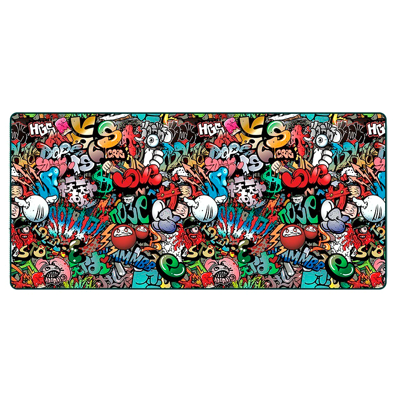 Коврик для мышки тканевый Graffiti с боковой прошивкой 2 мм 300x700 мм Черный (35607)