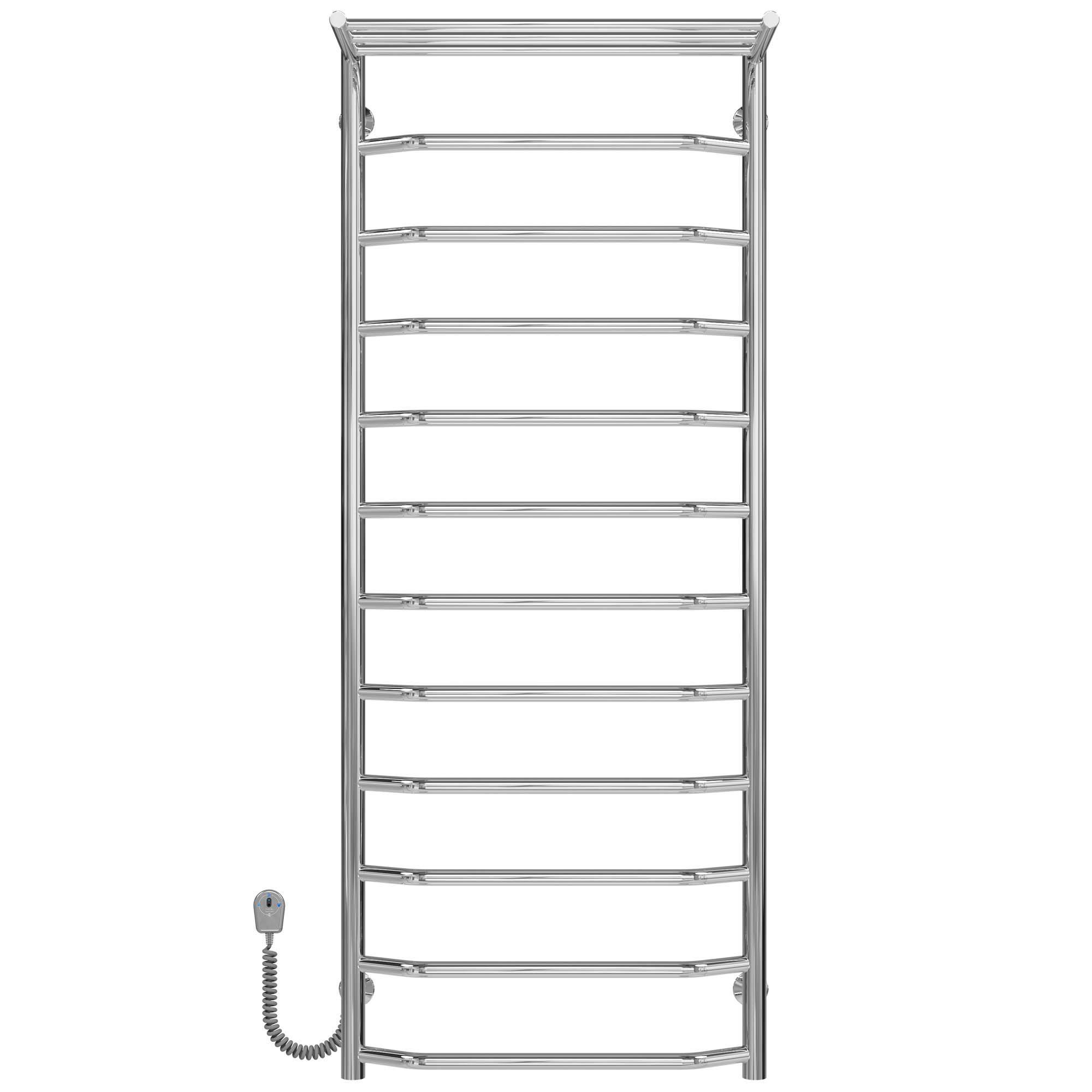 Полотенцесушитель электрический с полкой Deffi Трапеция П12 EF16 левое подключение нержавеющая сталь 500х1300 мм Хром (C.TP.130.50.12.ECL5)