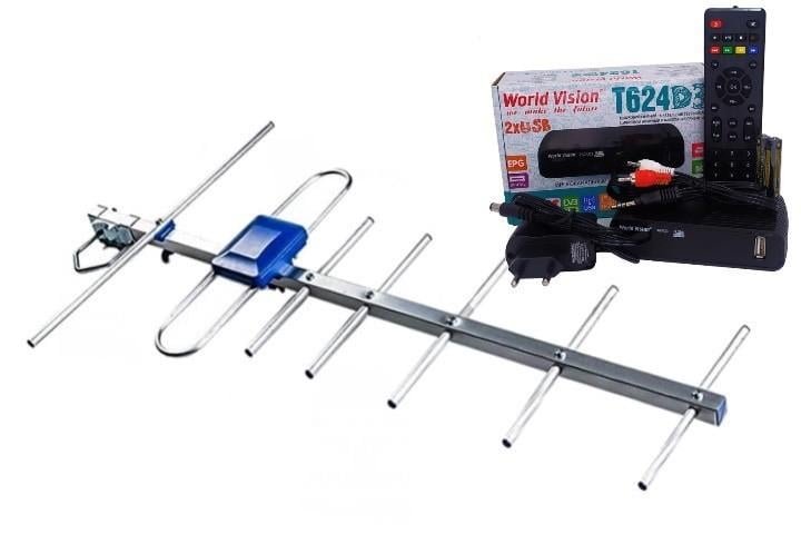 Тюнер WV World Vision T624D3+/зовнішня антена з підсилювачем Eurosky Favorit