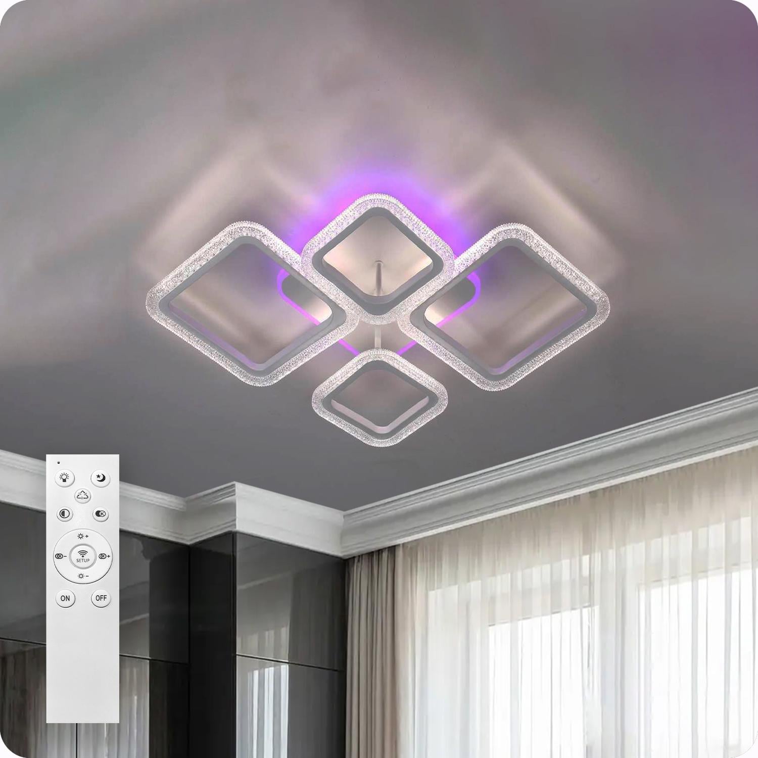 Люстра светодиодная 517 Light 3color с пультом 96 Вт Белый (02063)