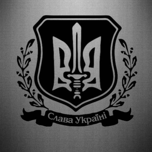 Наклейка "Слава Україні" с мечом и гербом 40x36,8 см Черный (21562643)