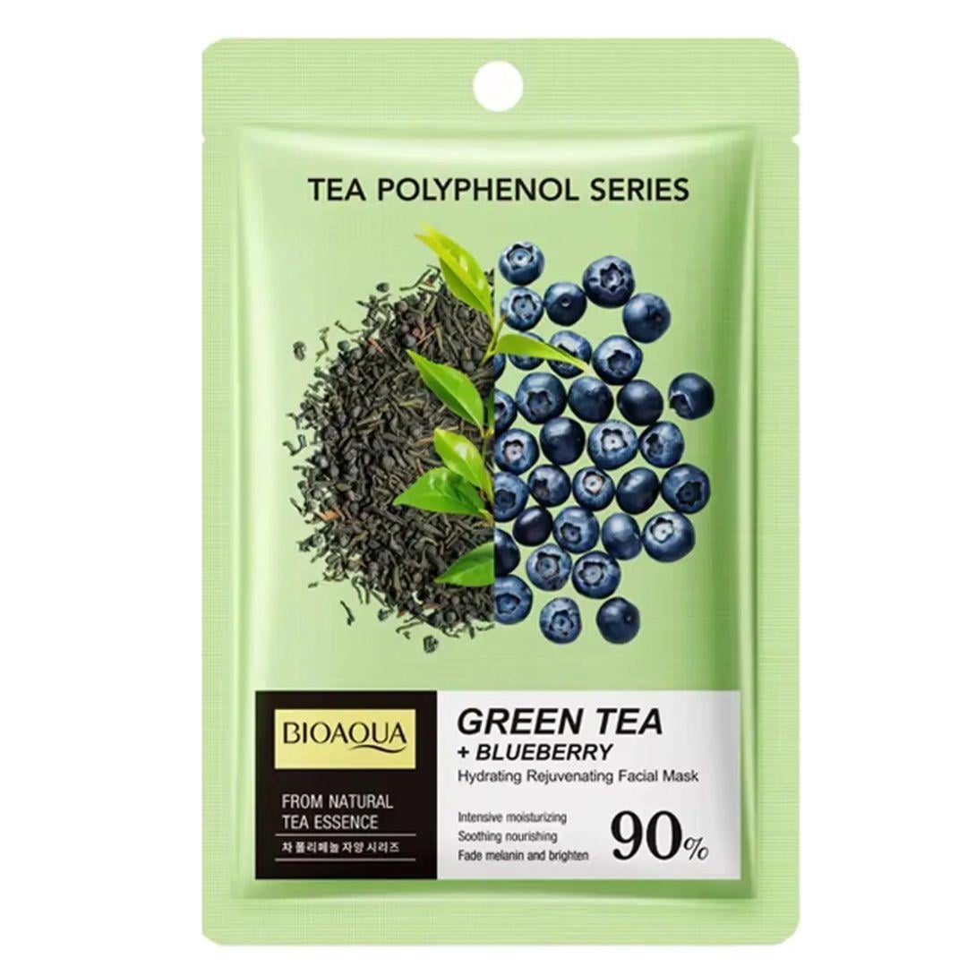 Маска для обличчя омолоджувальна Bioaqua Green Tea+ Blueberry тканинна 25 мл (13353528)