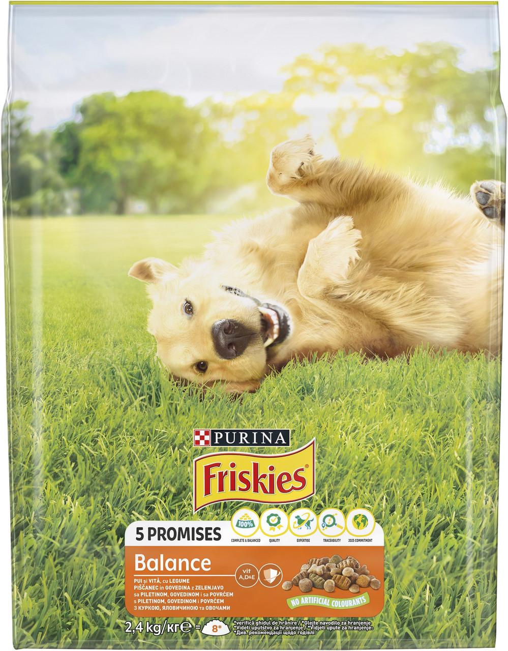 Сухой корм Friskies Balance для собак с курицей говядиной и овощами 2,4 кг
