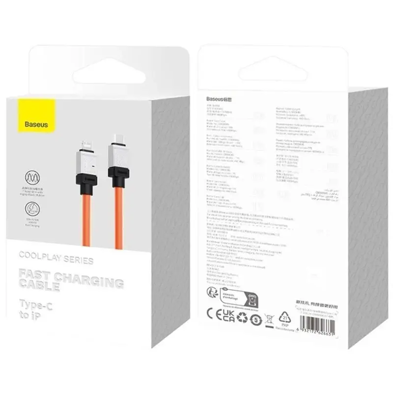 Кабель BASEUS CoolPlay Series Fast Charging Cable Type-C to Lightning CAKW000107 20W 2 м Orange - фото 5