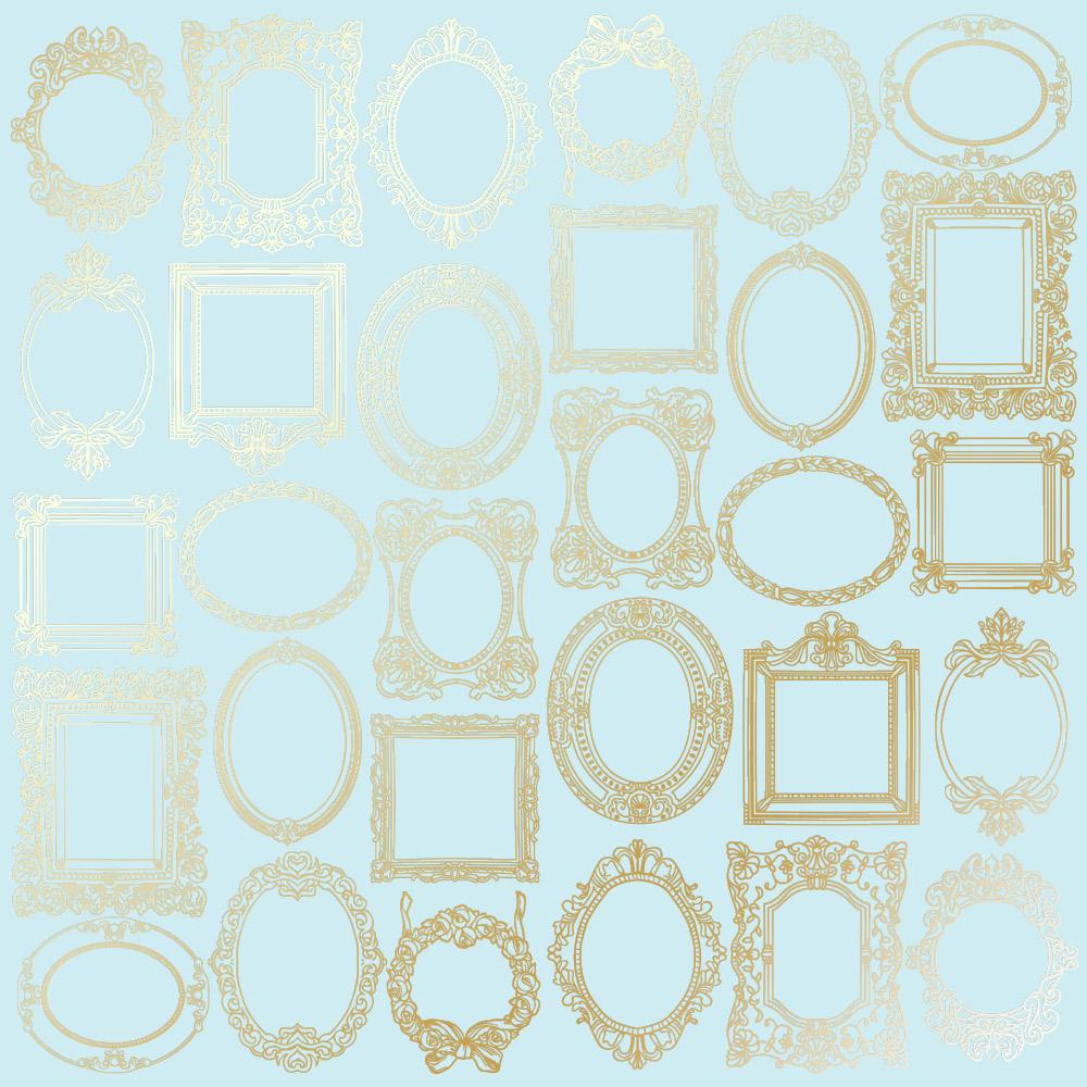 Лист бумаги односторонний Golden Frames с фольгированием 30,5х30,5 см Blue