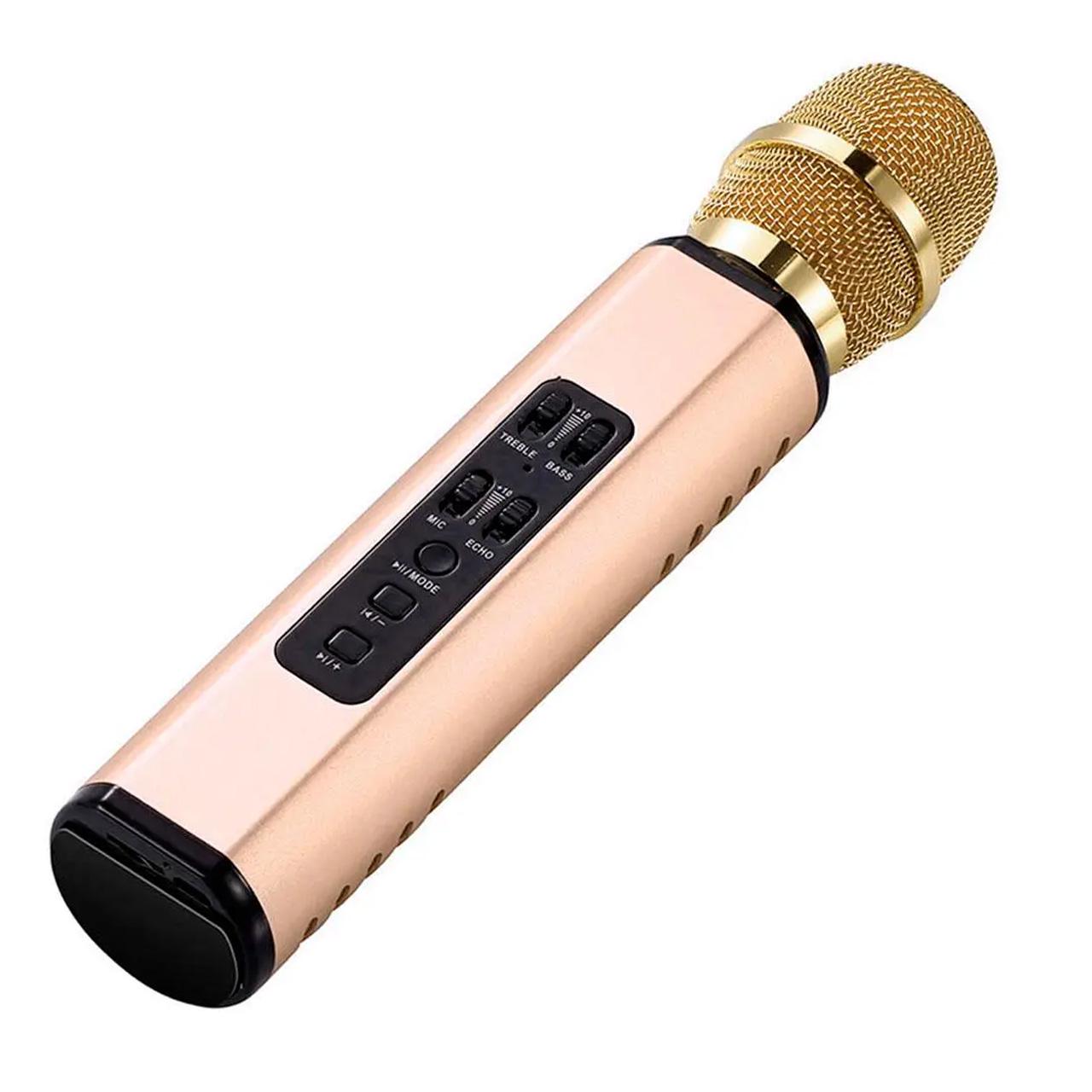 Мікрофон караоке K6 стерео звук Золотий (1801364)