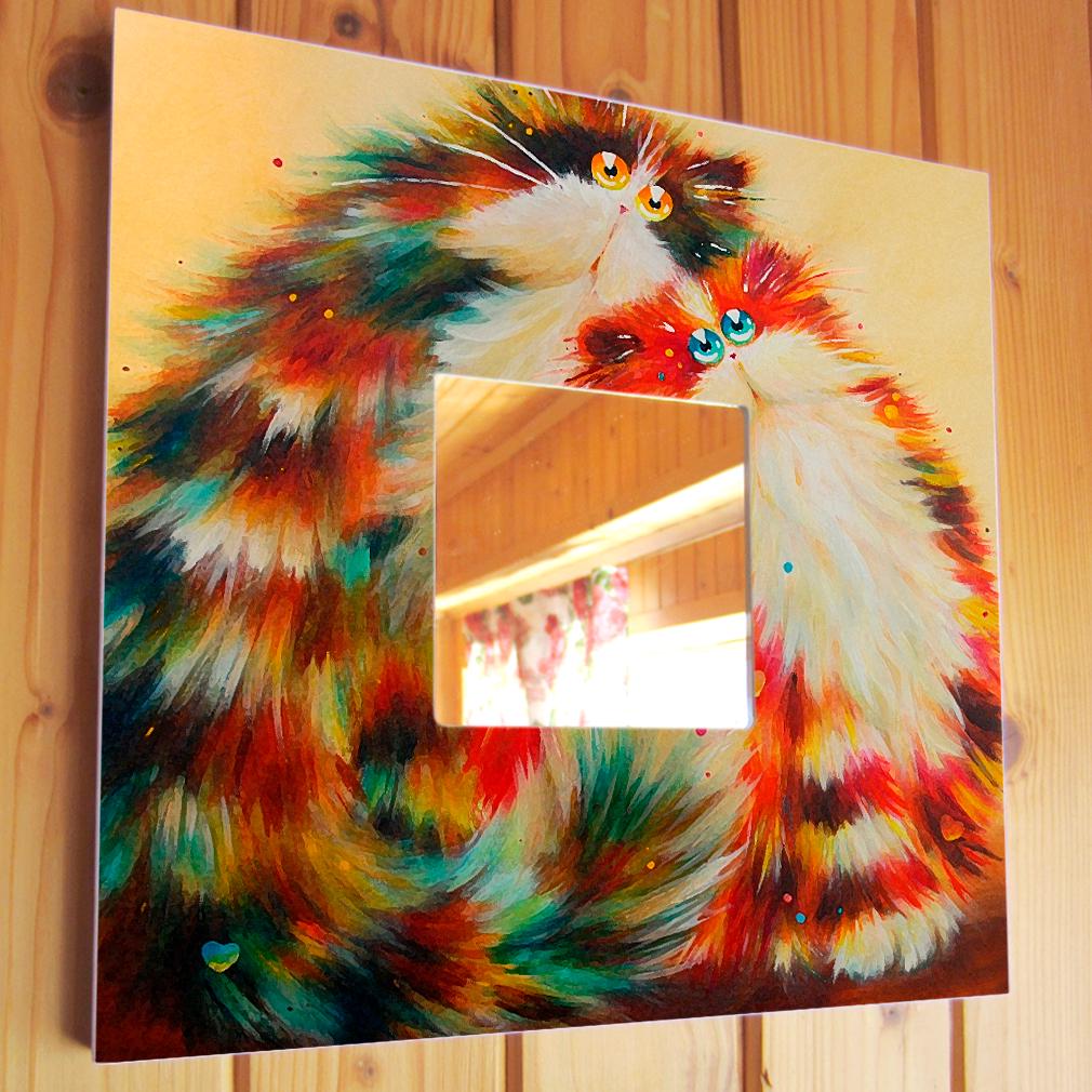 Зеркало декоративное Забавные рыжие коты 260х260 мм (M00027)