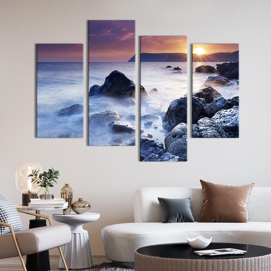 Картина модульная из 4 частей Туман над каменным морским побережьем M 89x56 см (409-42)