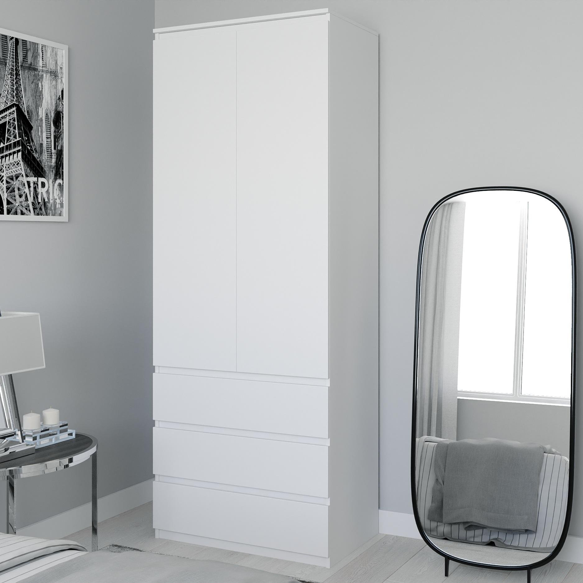 Шафа розпашна двохдверна з полицями та ящиками 800x2110x500 мм Білий (mt-210-wh) - фото 1 Шафа розпашна двохдверна з полицями та ящиками 800x2110x500 мм Білий (mt-210-wh) - фото 1