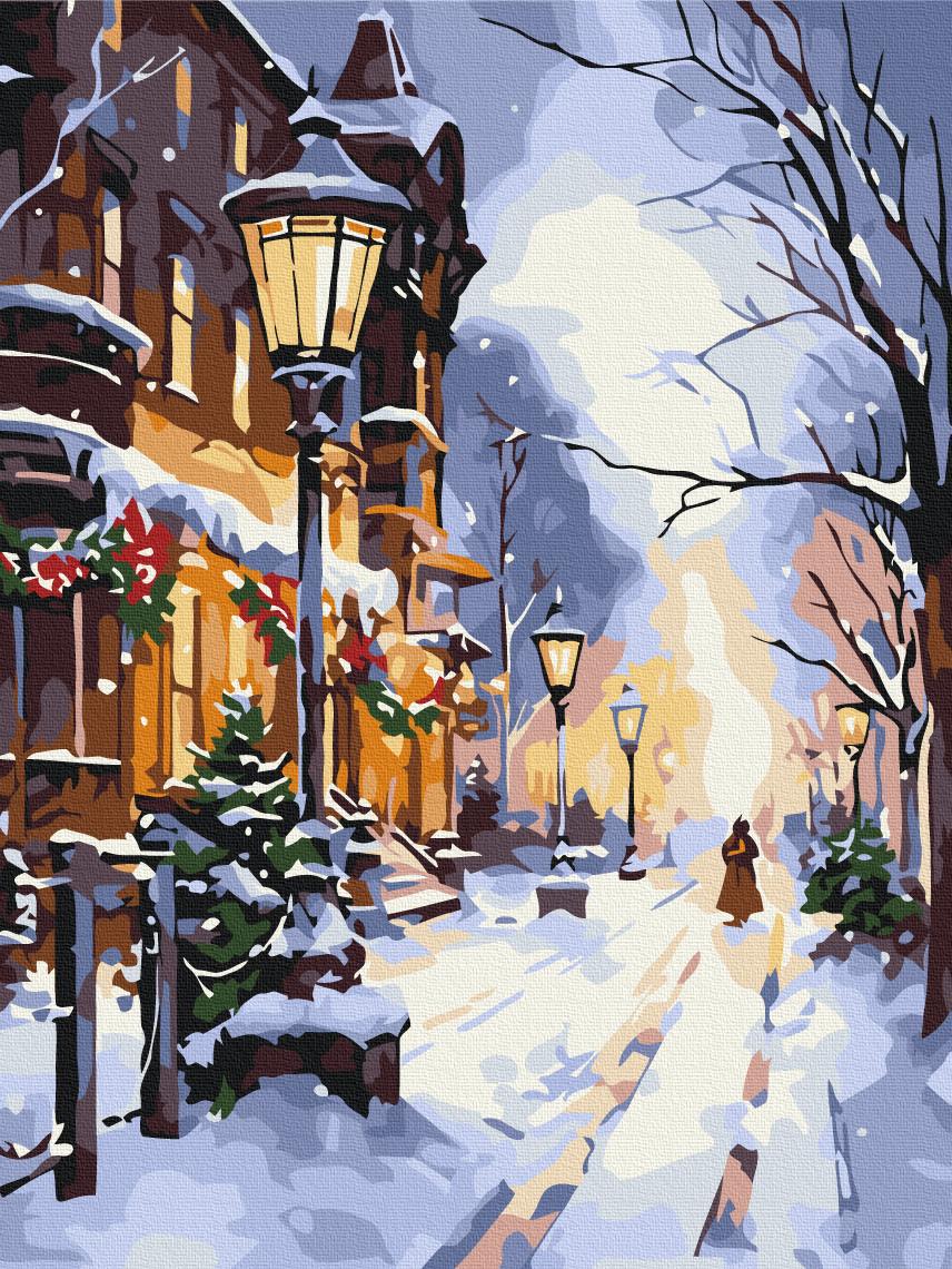 Картина за номерами Brushme Сяйво ліхтарів зимою 30x40 см (RBS53849)