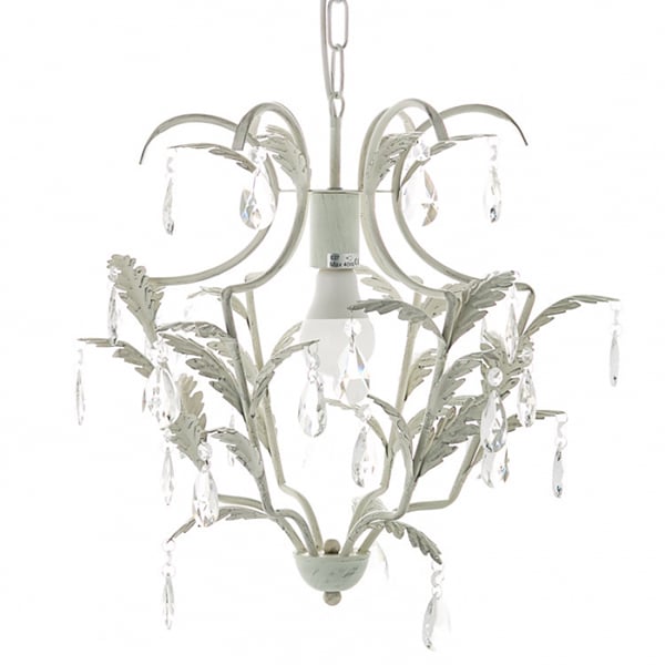 Люстра Flora с листочками и кристаллами на 1 лампу Белый (SM005) - фото 3 Люстра Flora с листочками и кристаллами на 1 лампу Белый (SM005) - фото 3