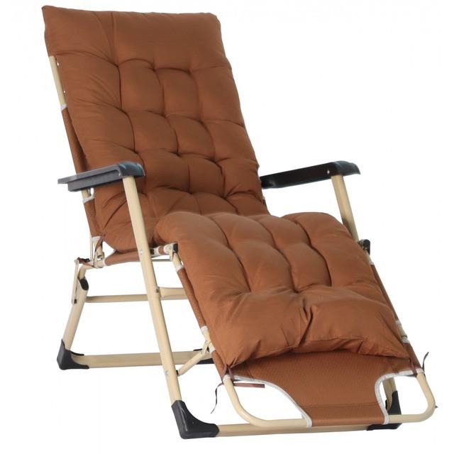 Шезлонг-кресло садовое/туристическое Bonro B-02 с подушкой Коричневый (2577414388)