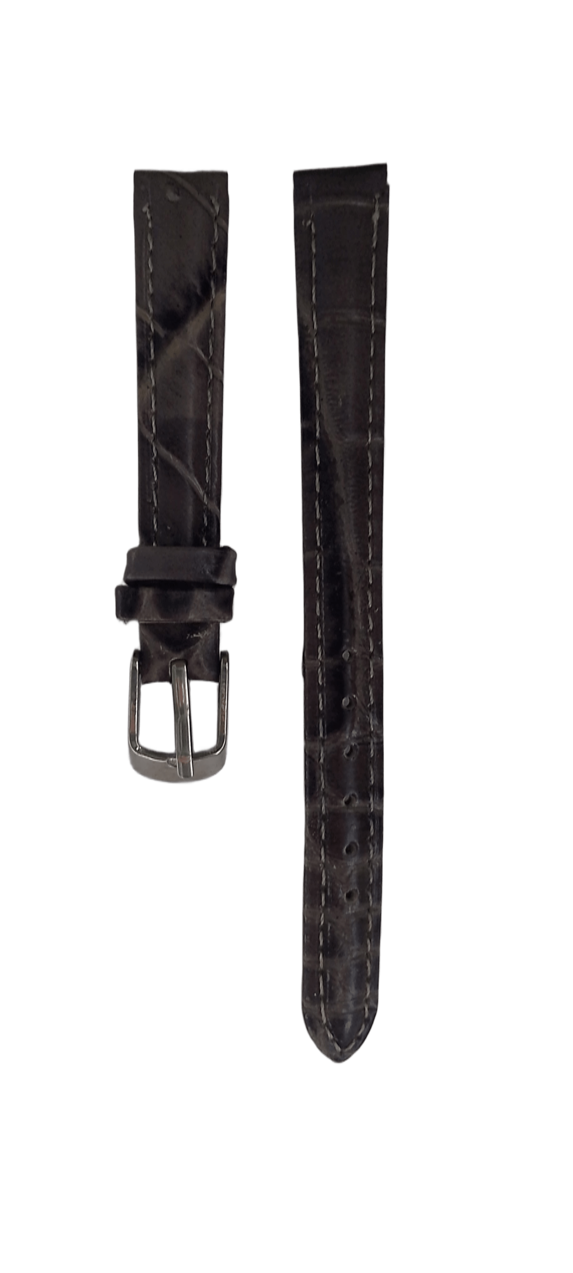 Ремешок для часов кожаный крокодил 12х155 мм Серый (2450Н)