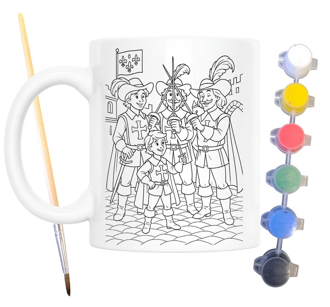 Набор для творчества кружка раскраска Д’Артаньян и три мушкетёра по мотивам книги Александра Дюма 330 мл Белый (КР0200)