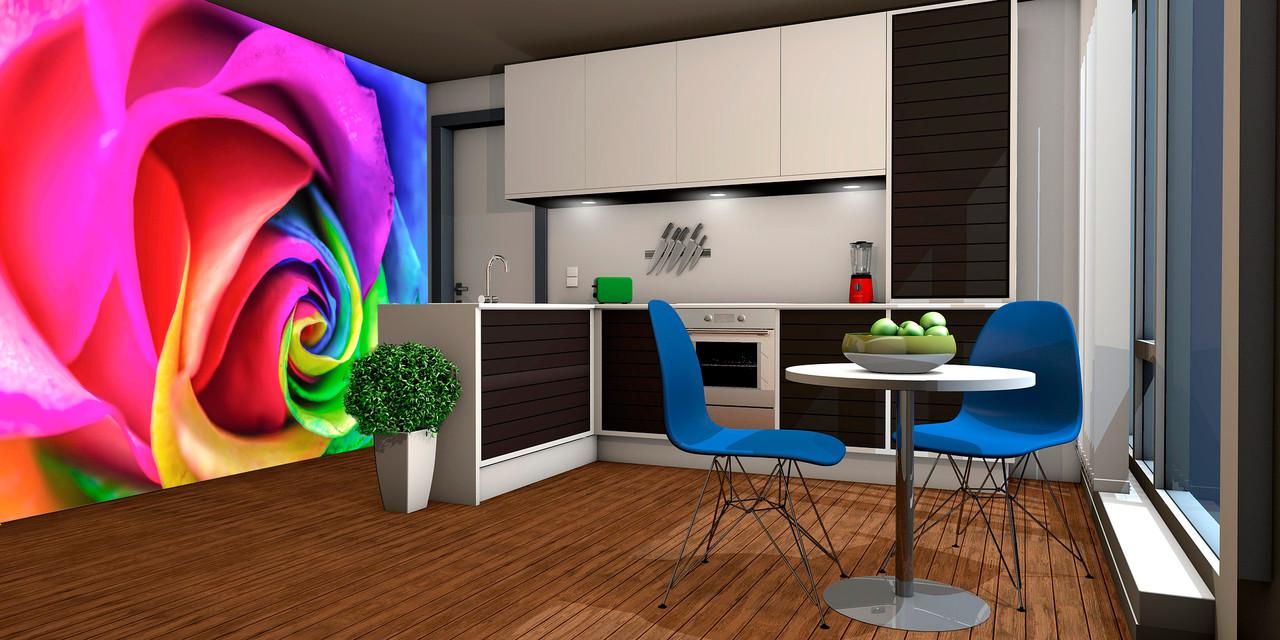 Фотообои 3D флизелиновые цветочные для спальни/зала/кухни Цветной бутон розы