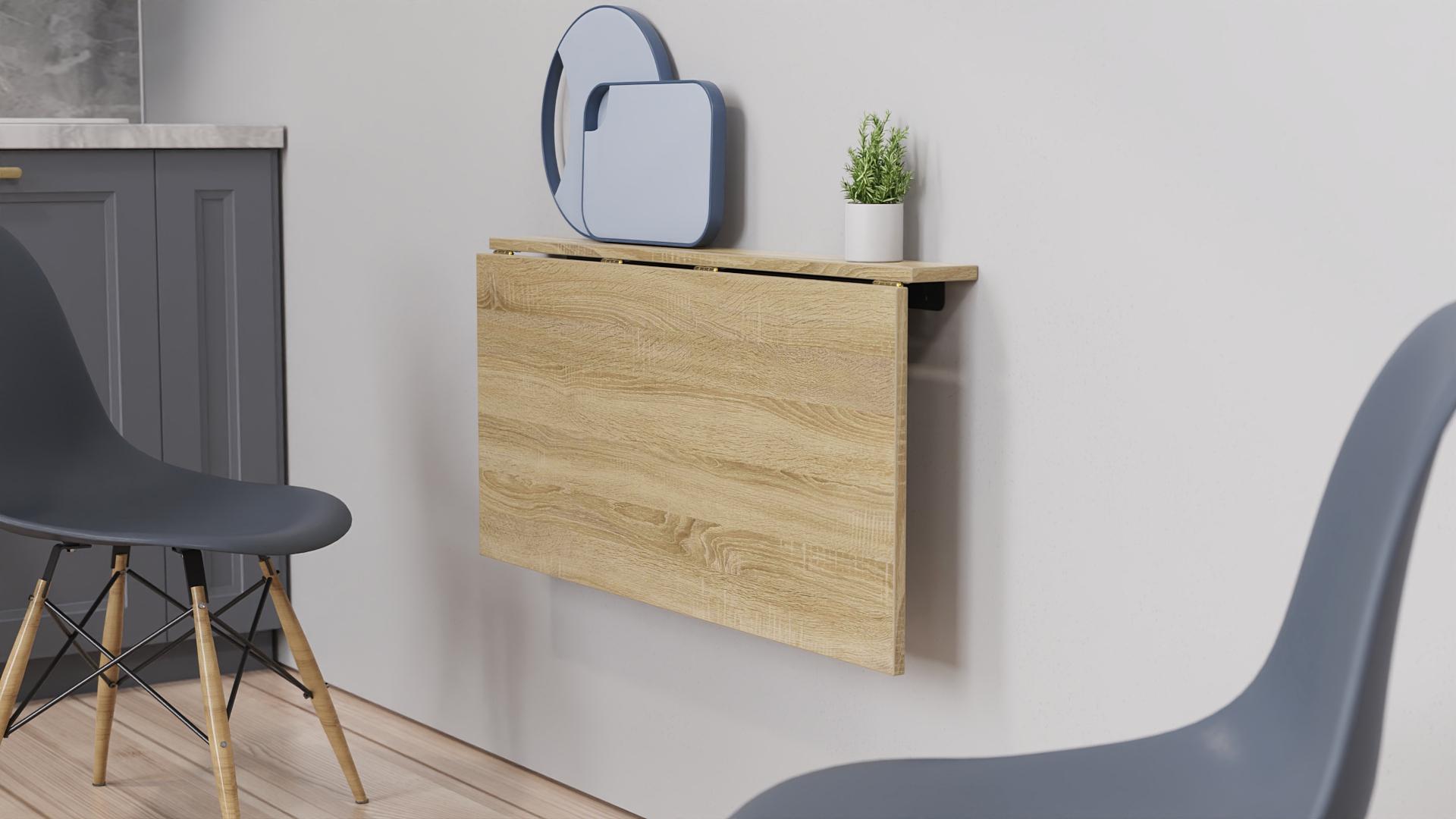 Обеденный стол-трансформер стеновой Ferrum-decor Ника металл/ДСП 16 мм 420x900x500 мм Черный/Дуб Сонома (FRD-105167) - фото 8 Обеденный стол-трансформер стеновой Ferrum-decor Ника металл/ДСП 16 мм 420x900x500 мм Черный/Дуб Сонома (FRD-105167) - фото 8