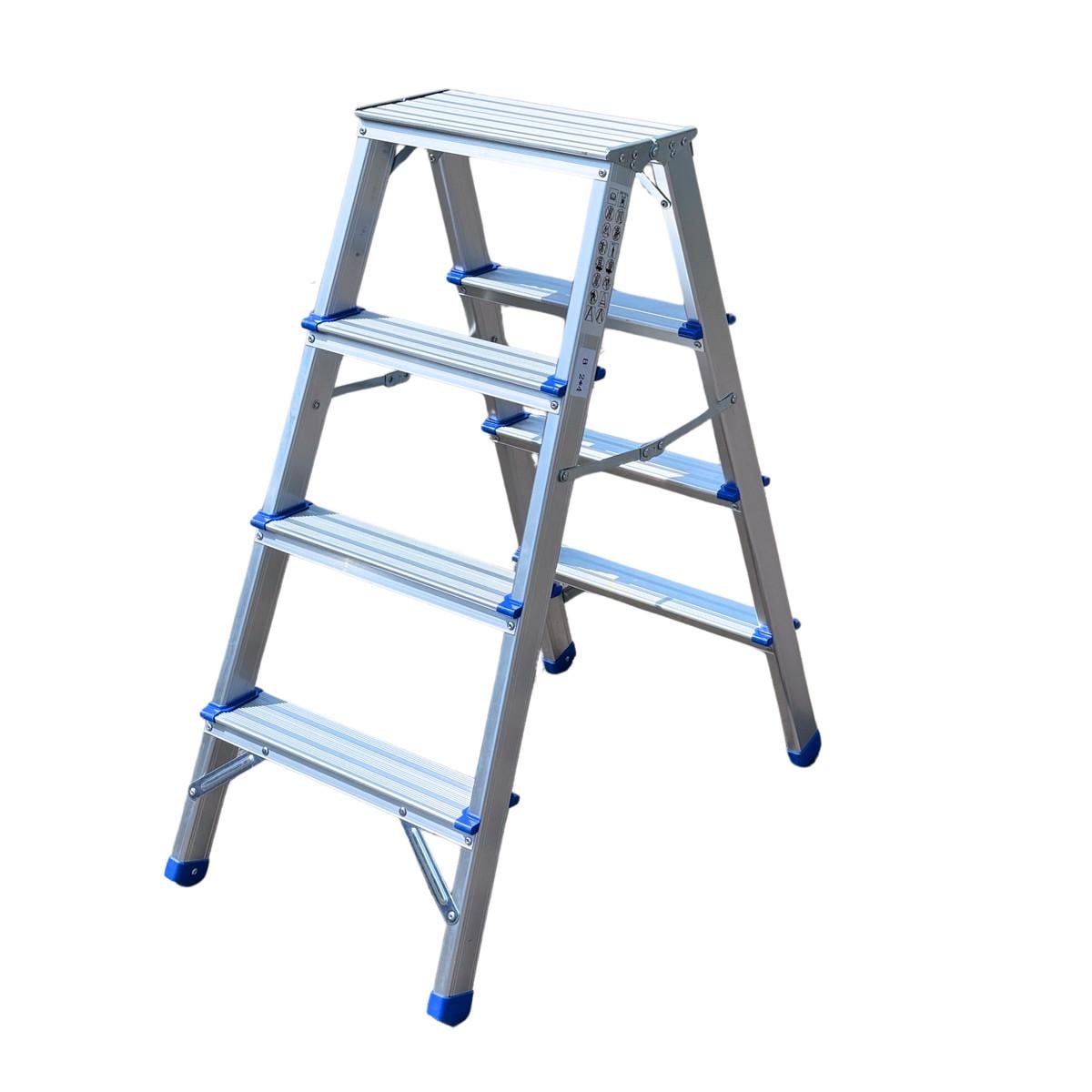 Стремянка алюминиевая двусторонняя Dozer с 2х4 ступеньками 85 см