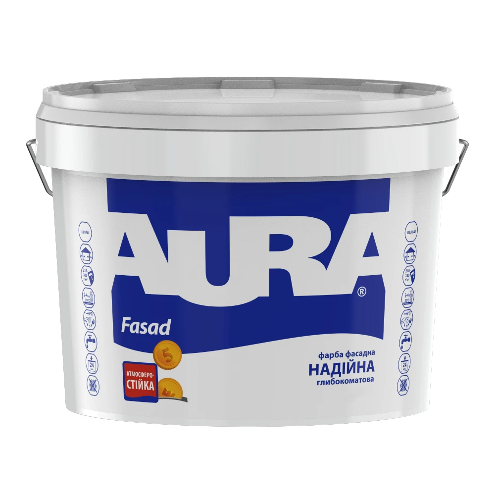 Фарба акрилова фасадна Aura FASAD В1 7 кг Білий (1777532415)