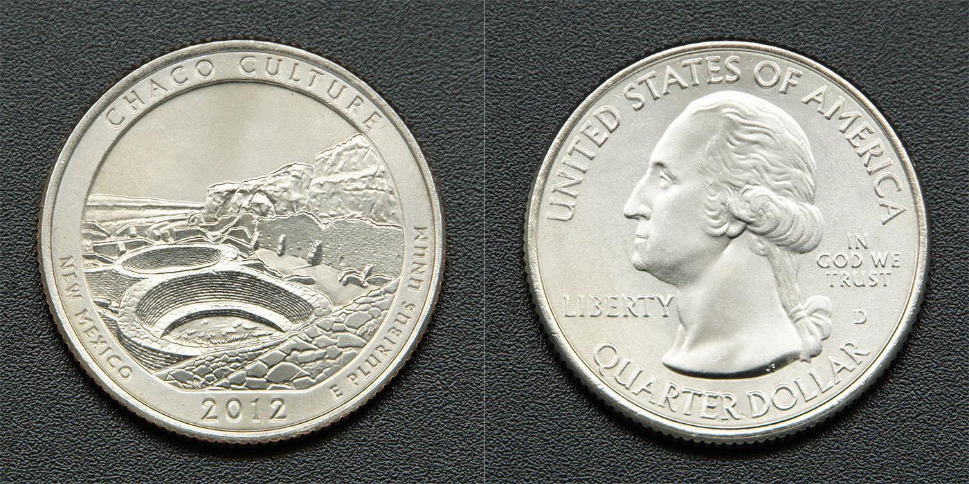 Коллекционная монета США 2012 25 центов D Нью-Мексико аUNC