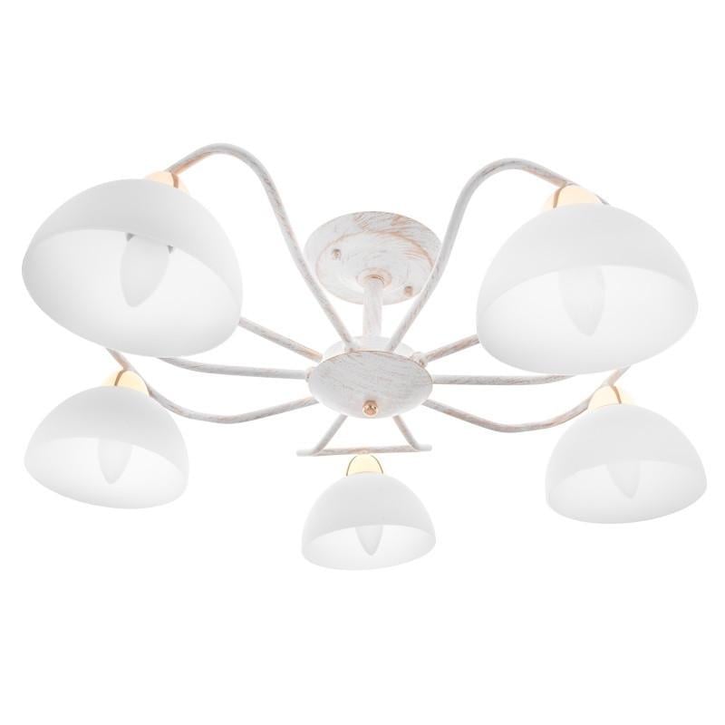 Люстра потолочная Brille винтаж в спальню E14 40W WH LK-636C/5 23-308