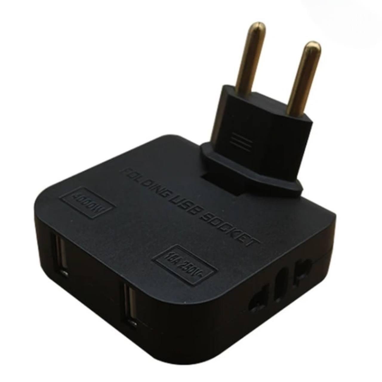 Розетка адаптер поворотный на 180° USB Черный