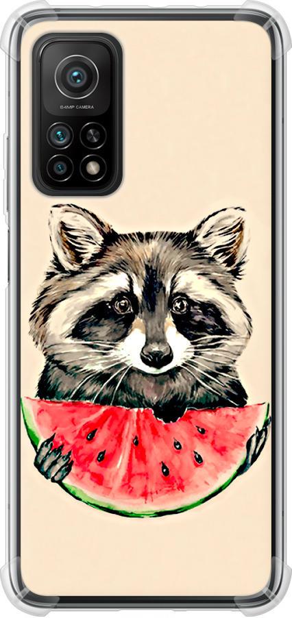 Чехол на Xiaomi Mi 10T Енотик с арбузом (4605sp-2096-42517)