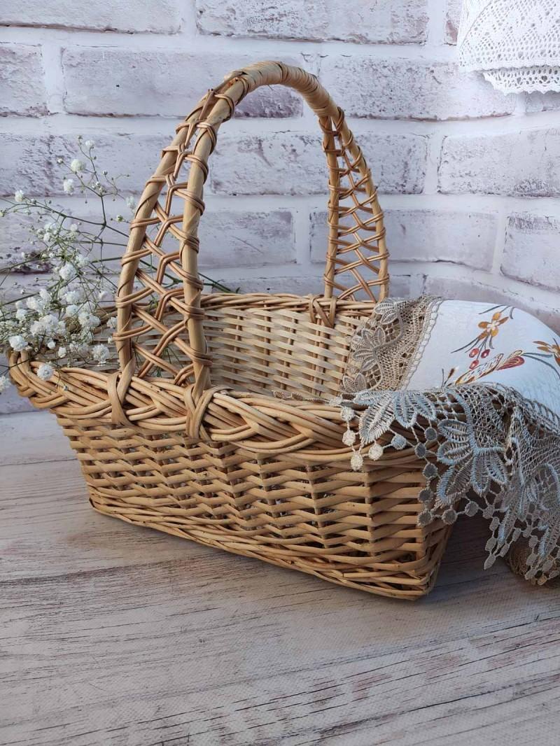 Корзина плетеная пасхальная 40х32х16 см с ручкой 19 см (283124)